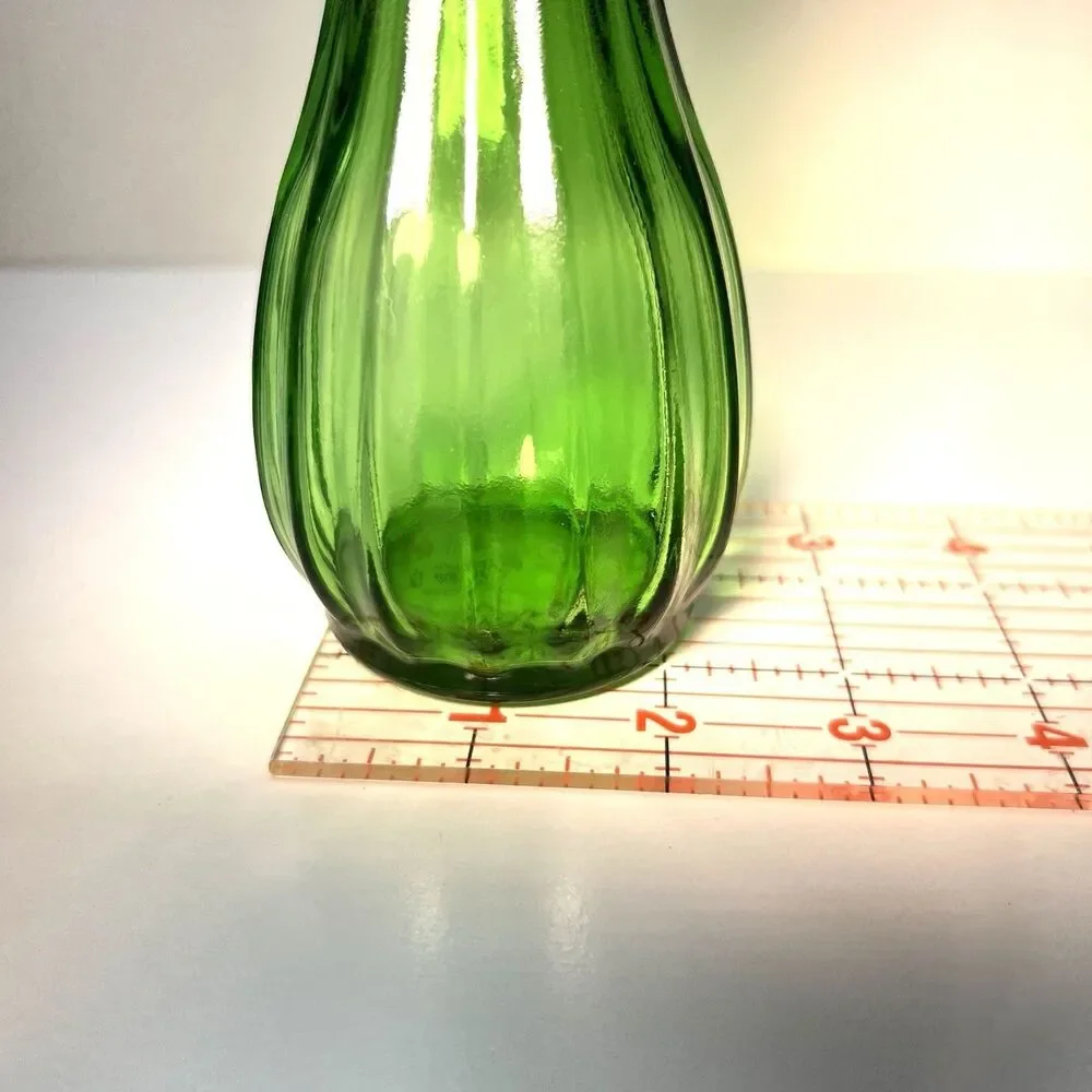 Vintage-Retro Emerald Green Bud Vase-Ribbed Base/Scalloped Rim –Numbered 9”